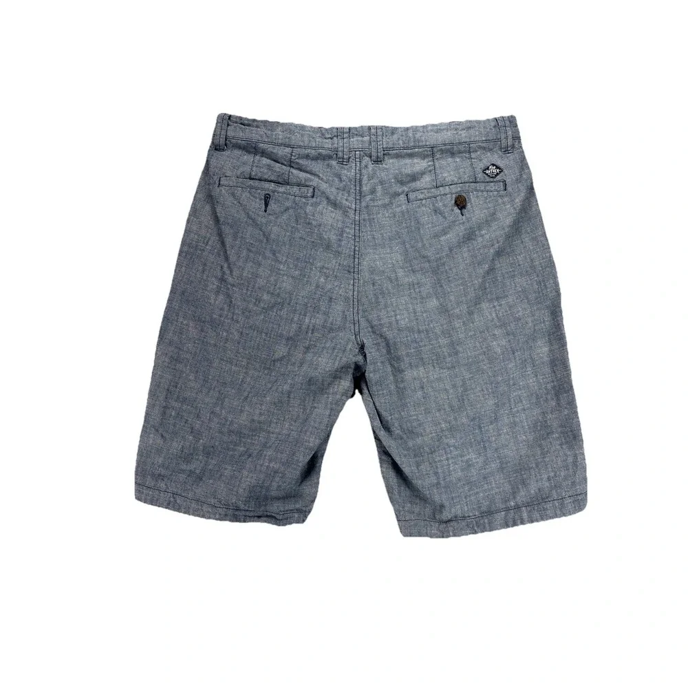 Flag & Anthem Chambray Shorts Mens 34 Blue Cotton Casual Summer Beach Chino 34